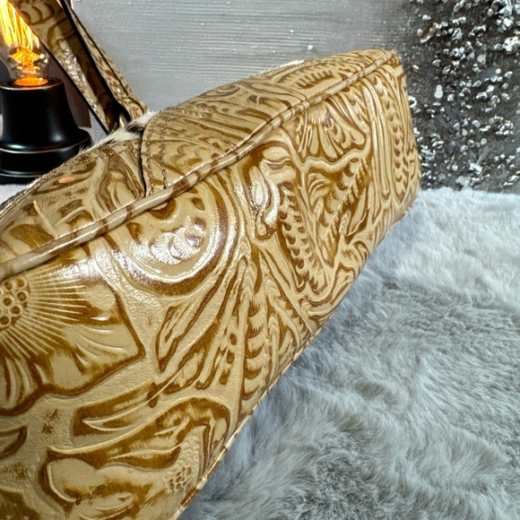 Hype Animal Print Brass Metal Leather Shoulder Bag Gold Tone, - Picture 3 of 11